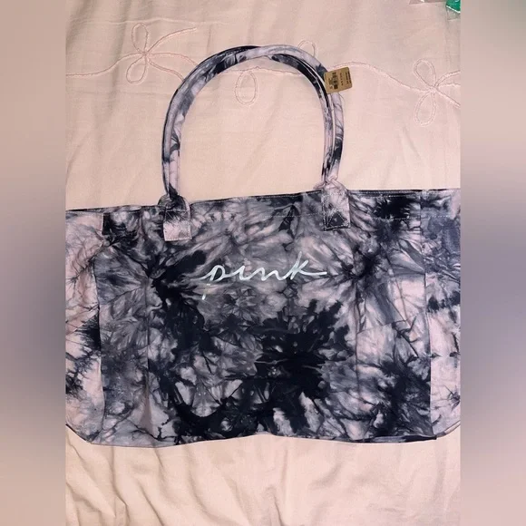 VS Pink Tie Dye Swirl Zip XL Tote Bag - Picture 3 of 10